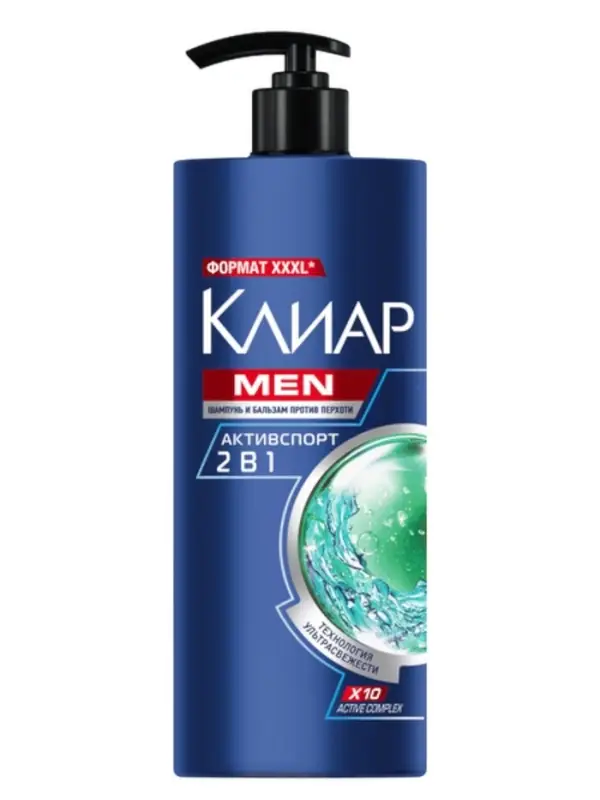 Шампунь-бальзам мужской против перхоти "Клиар" активспорт, 1000 мл