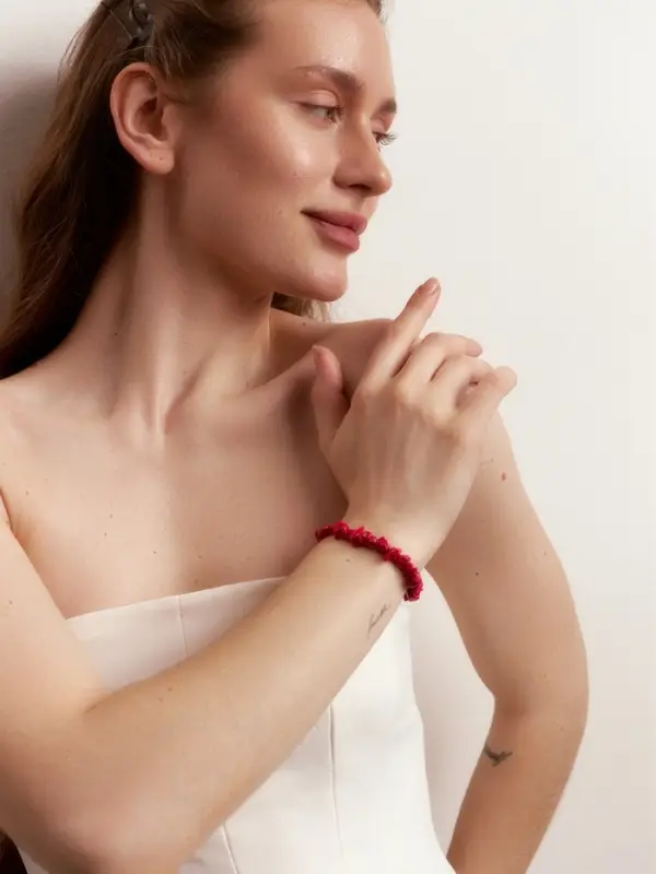 Браслет &laquo;Коралл&raquo;, крошка, на резинке, красный