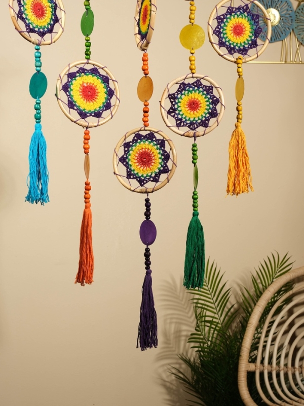 Ловец снов "Оптимизм" текстиль, ротанг 50х2х100 см