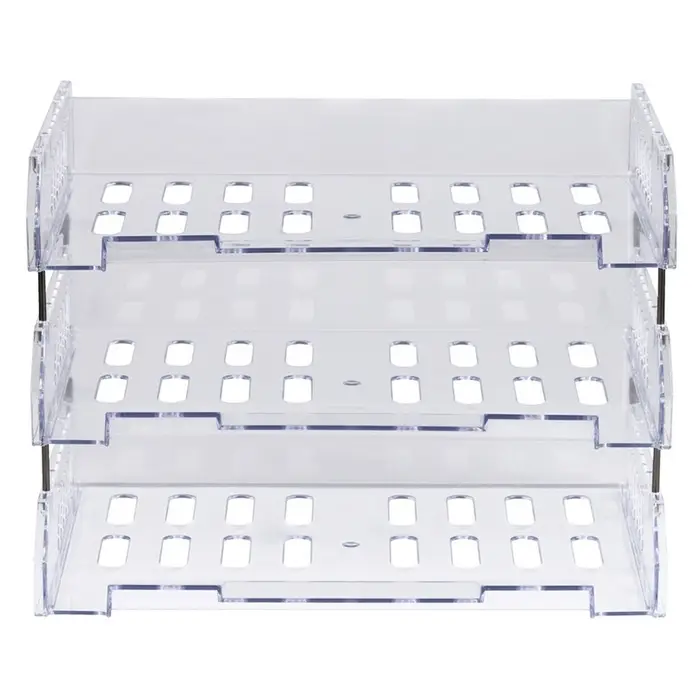 Набор лотков для бумаг &laquo;Сити&raquo;, А4, горизонтальный, на металлических стержнях, 3 отделения, прозрачный