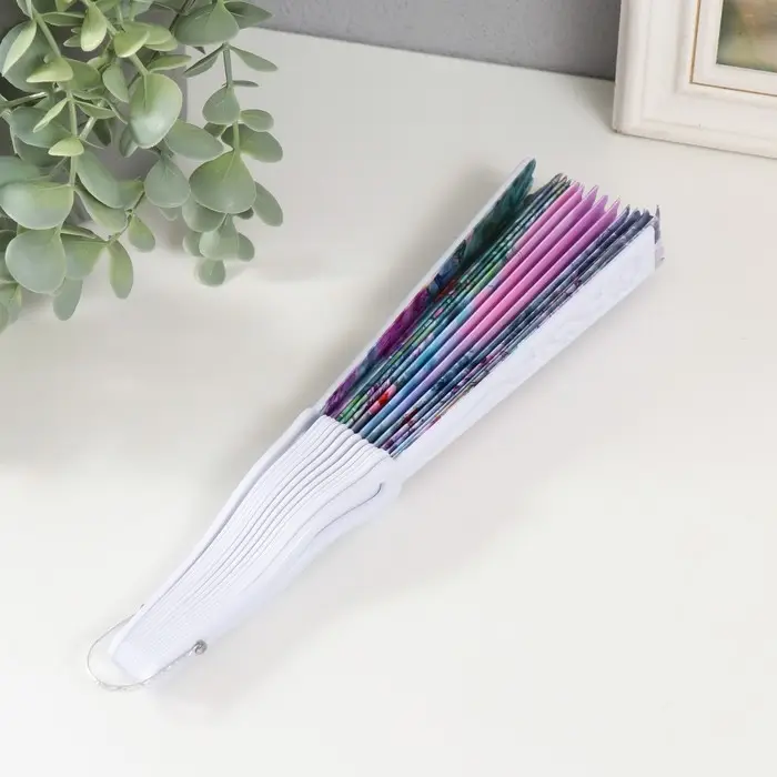 Веер пластик, текстиль Веер пластик, текстиль "В тропиках" МИКС 23 см