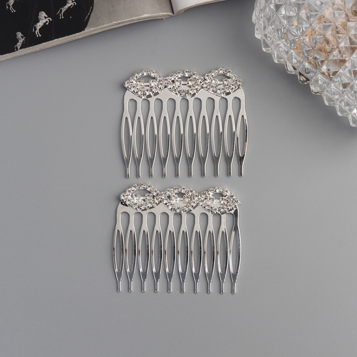 Гребень для волос Гребень для волос "Медея" (набор 2 шт) петельки, 5х4 см, серебро