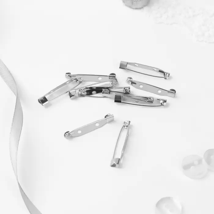 Основа для броши, 2 отверстия, 32 мм, 10 шт., цвет серебряный