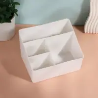 Органайзер для хранения косметики &laquo;WHITE&raquo;, 4 секции, 19.5&times;14&times;13 см, белый