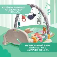 Развивающий музыкальный коврик ZABIAKA, звуковые и световые эффекты