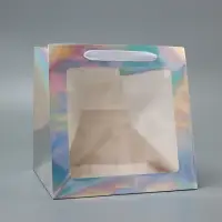 Пакет для торта и коробок, с квадратным дном и окном, голографический, 25&times;25&times;25 см