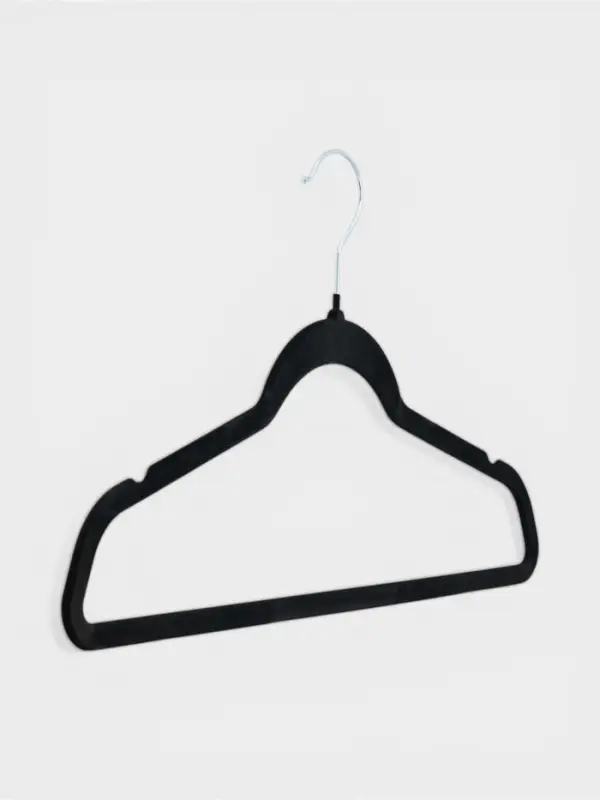 Плечики - вешалки для одежды Доляна, 44.5&times;22 см, 5 шт., флокированное покрытие, чёрные