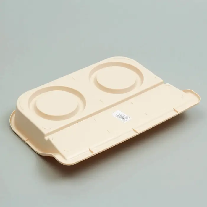 Миски с лотком &laquo;Феликс&raquo;, 300 мл, 41&times;30&times;6 см, пластик, бежевый лоток, белые миски