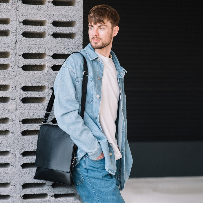 Сумка мужская через плечо TEXTURA, искусственная кожа, цвет чёрный Сумка мужская через плечо TEXTURA, искусственная кожа, цвет чёрный