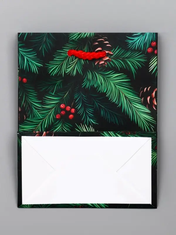 Пакет подарочный новогодний ламинированный, «Шишки» , 11.5×6.5×14.5 см