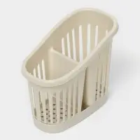 Подставка для столовых приборов IDEA, 2-х секционная, пластик, белая, ротанг