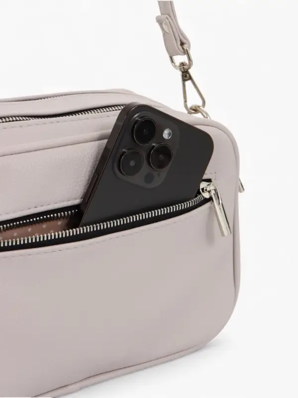 Сумка женская кросс-боди TEXTURA на молнии, 24&times;9&times;15 см, светло-серая