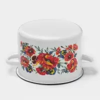 Кастрюля эмалированная &laquo;Маки. Мечта&raquo;, 4.5 л, d=22 см, с крышкой, белая