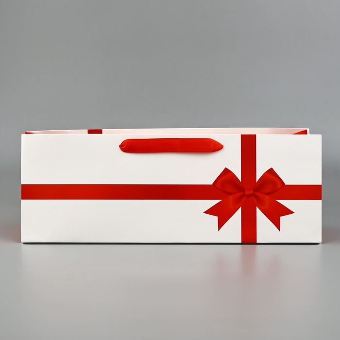 Пакет под бутылку горизонтальный «Бант», 36 × 10 × 13 см