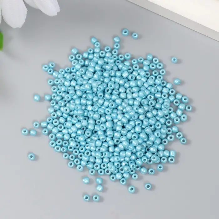 Бисер стекло 8/0  Бисер стекло 8/0 "Детский голубой" 15 гр
