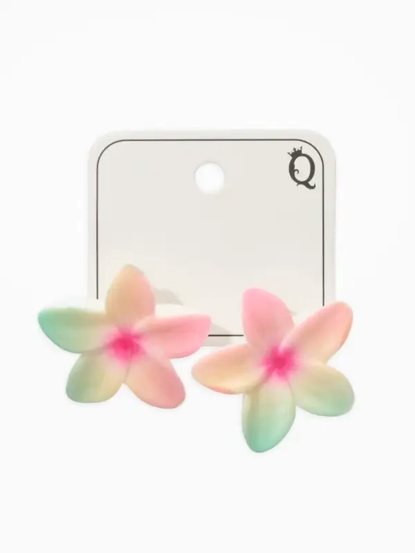 Серьги пластик &laquo;Цветок Лилии&raquo;, голубой, розовый