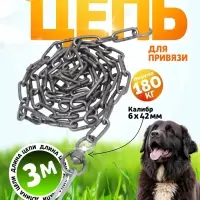 Цепь для привязи собак, 3 м, калибр 6&times;42 мм, черная