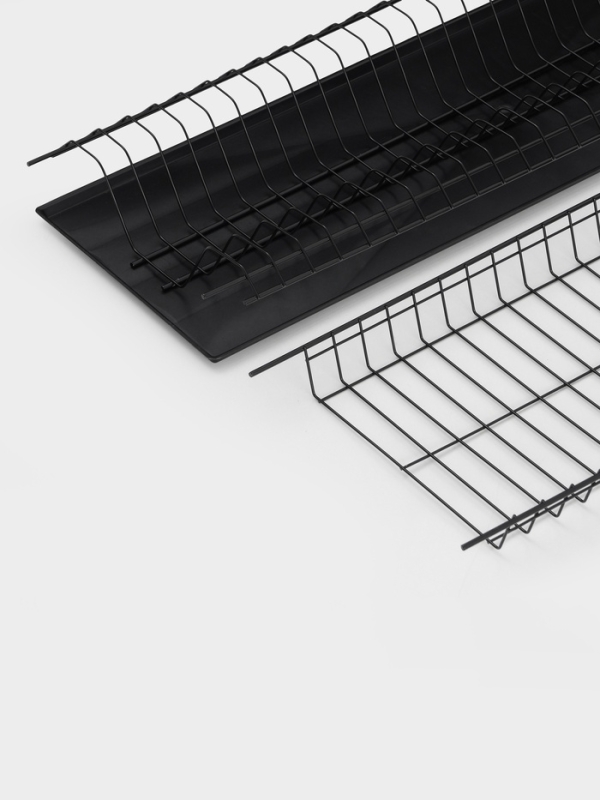 Сушилка для посуды с поддоном для шкафа 60 см, 56.5×25.6 см, чёрная