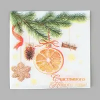 Салфетки бумажные однослойные &laquo;Счастливого Нового года. Мандарины&raquo;, 24&times;24 см, набор 50 шт.