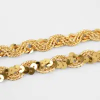 Тесьма декоративная с пайетками, 15 мм, 9.1&plusmn;0.5 м, цвет золотой