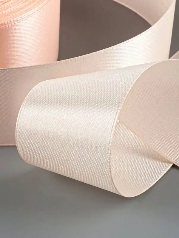 Лента атласная, 40 мм, 23&plusmn;1 м, кремово-розовая №6