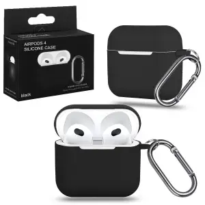 Чехол для AirPods 4 с карабином №12 Black