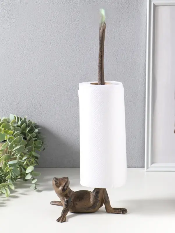 Сувенир чугун держатель для бумажных полотенец "Лягуха" 13,5х15х42 см