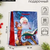Пакет подарочный новогодний ламинированный, &laquo;Дед мороз&raquo;, 18&times;10&times;22.3 см
