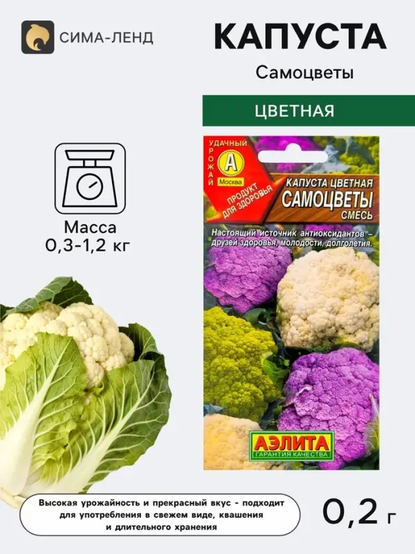 Семена Капуста цветная &laquo;Самоцветы&raquo;, смесь, 0.2 г, &laquo;Аэлита&raquo;