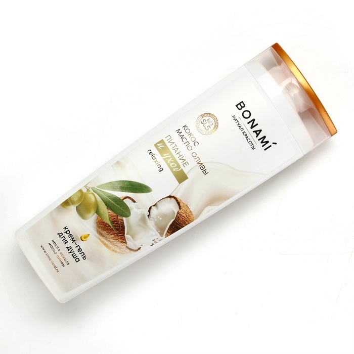 Гель для душа, питание и уход, 400 мл, аромат оливы и кокоса, BONAMI