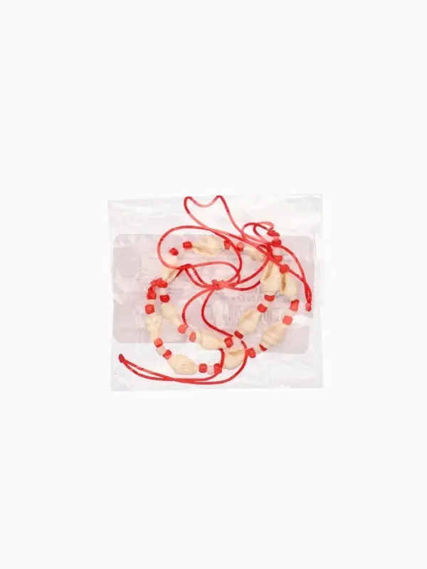 Браслет на ногу (анклет), длина 18 см, цв. белый, красный Браслет на ногу (анклет), длина 18 см, цв. белый, красный