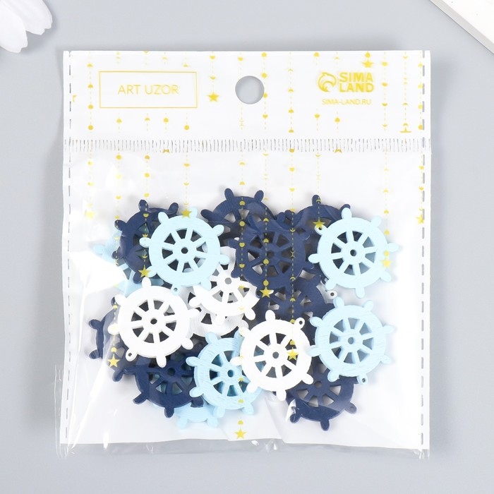 Декор для творчества дерево Декор для творчества дерево "Штурвал/Якорь" (набор 20 шт) МИКС 13х10 см