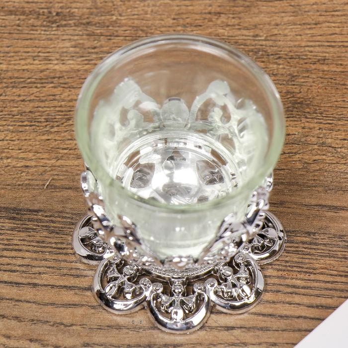 Подсвечник стекло 1 свеча Подсвечник стекло 1 свеча "Узор", цвет серебристый