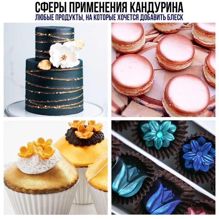 Глиттер кандурин &laquo;Тёмно-синий&raquo; для десертов и напитков, водорастворимый, 5 г.