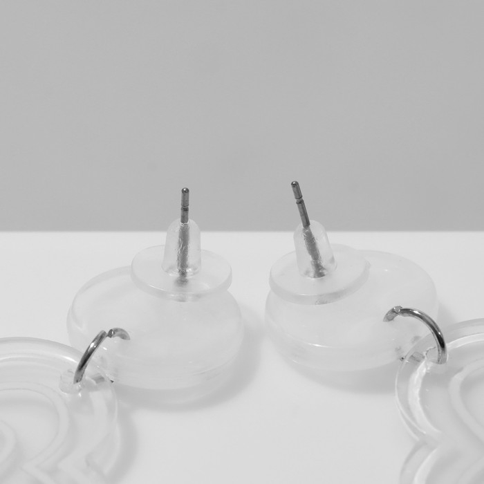 Серьги пластик «Пятилистник» цветы прозрачные, цветные Серьги пластик «Пятилистник» цветы прозрачные, цветные