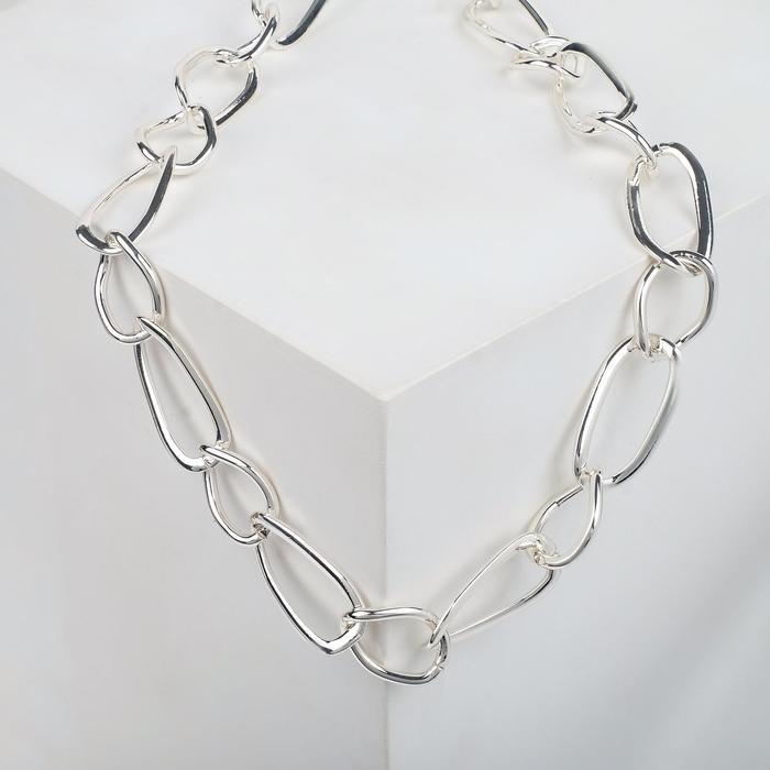 Колье «Цепь» разные звенья, цвет серебро,55 см Колье «Цепь» разные звенья, цвет серебро,55 см