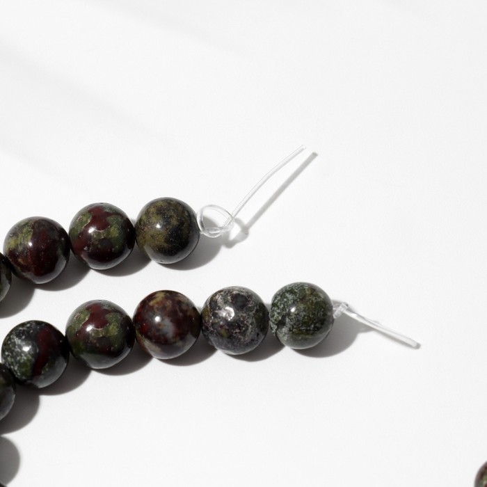 Бусины на нити шар №8 «Яшма красно-зелёная» (Dragon Blood), 48 бусин