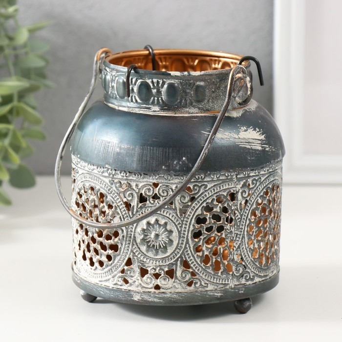 Подсвечник металл на 1 свечу Подсвечник металл на 1 свечу "Восточное цветение" d=3,7 см 11,5х11,5х13 см