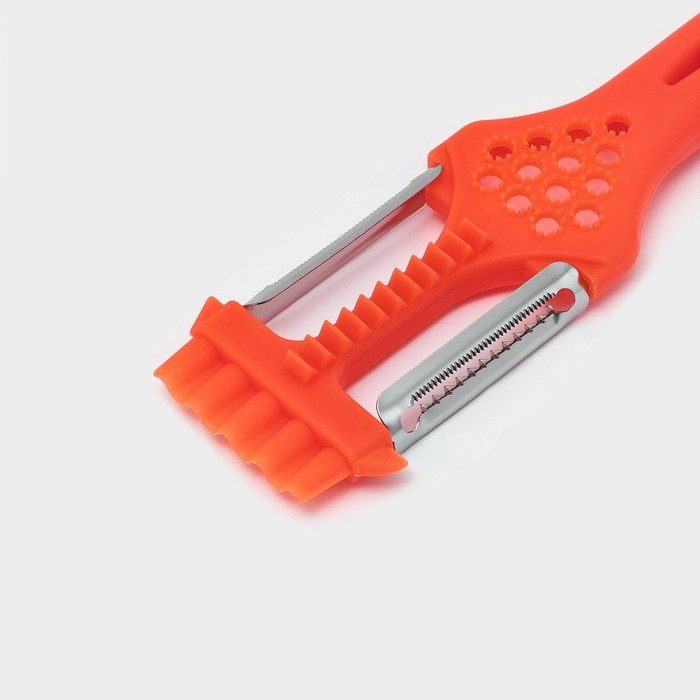 Овощерезка - рыбочистка фигурная 2 в 1 с тёркой Доляна, 21,5×6 см, цвет оранжевый Овощерезка - рыбочистка фигурная 2 в 1 с тёркой Доляна, 21,5×6 см, цвет оранжевый