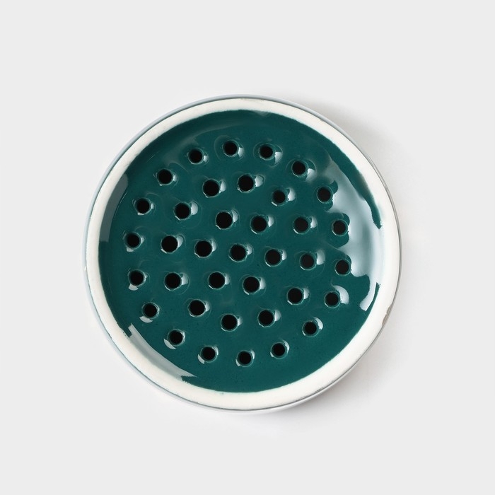 Подставка керамическая для столовых приборов Gold, 10,5×10,5×13 см, цвет зелёный