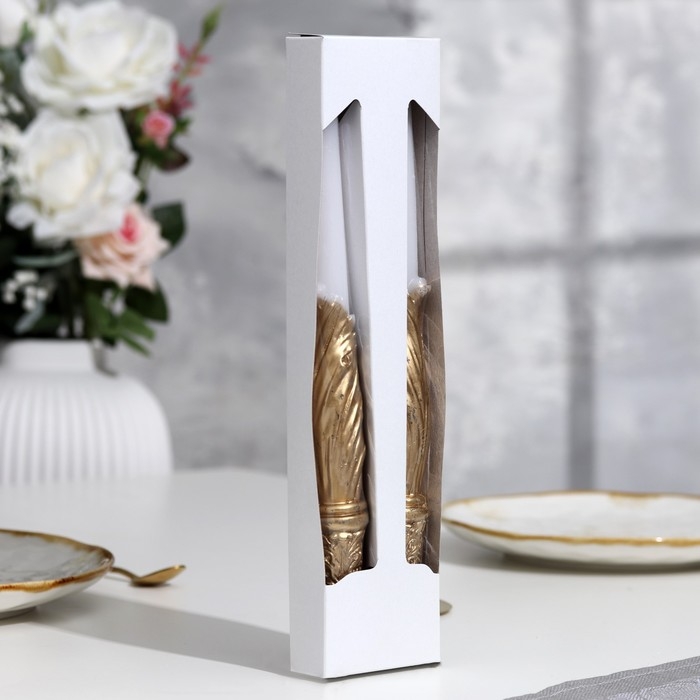 Набор свечей свадебных  Набор свечей свадебных "Два ангела", 27,5х3 см, бело-золотой, родительские