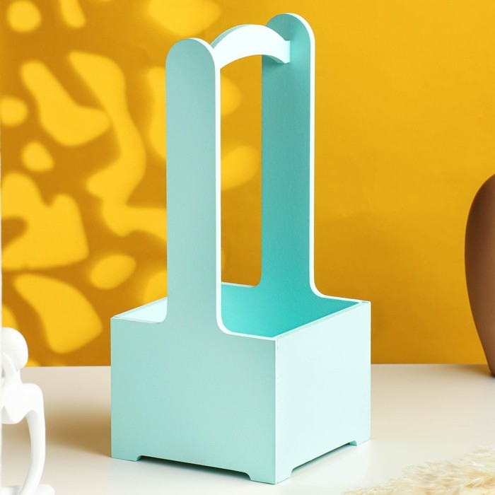 Кашпо - ящик деревянный 13,5х13,5х30 см,  мятный Кашпо - ящик деревянный 13,5х13,5х30 см,  мятный