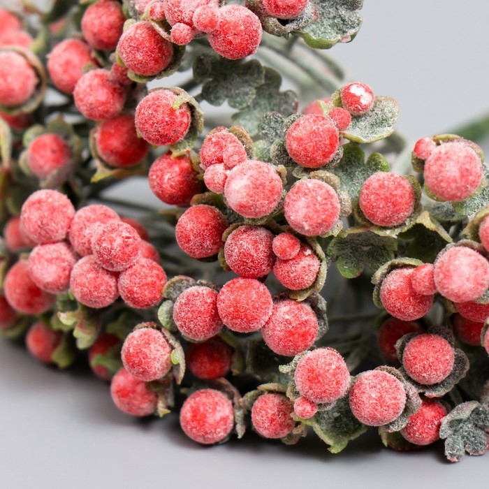 Декор для творчества Декор для творчества "Соцветие с красными шариками" d=0,6 см 1 букет=6 цветов 11 см