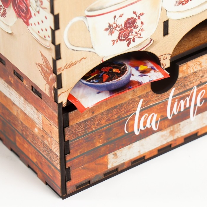 Чайный домик двойной с ящиком Чайный домик двойной с ящиком "Цветы" 20х8,7х15,2 см