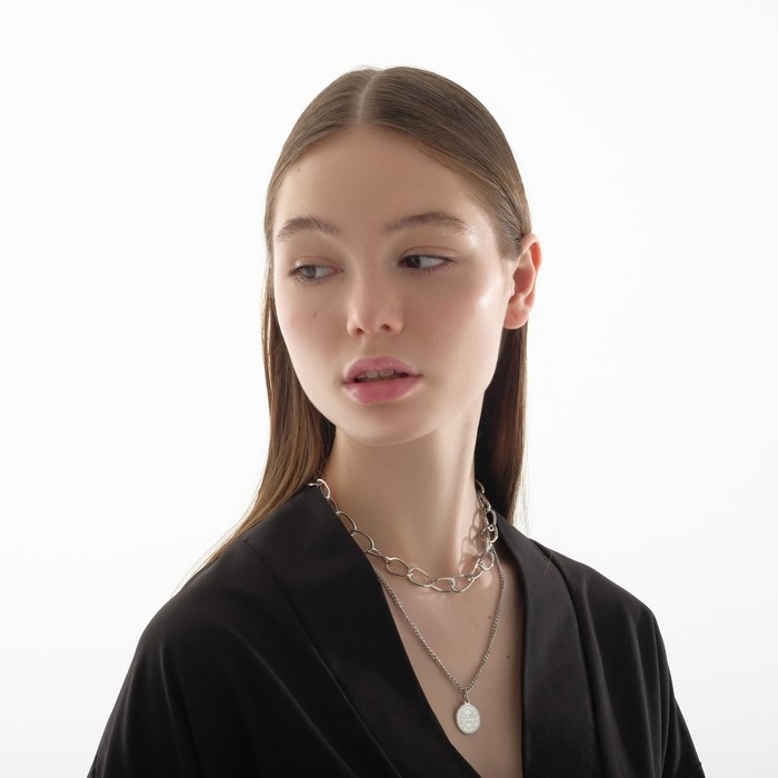 Кулон  Кулон "Цепь" античность, цвет серебро, 45см