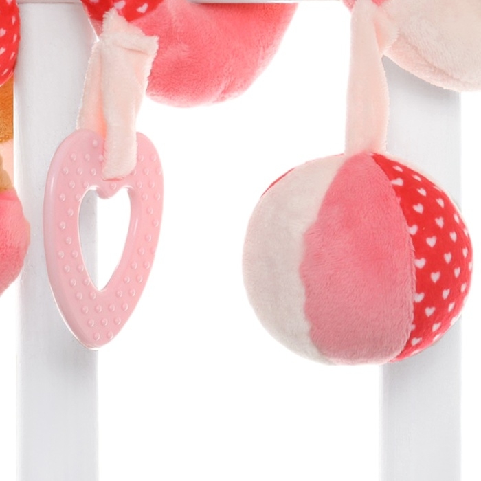 Растяжка - спираль с игрушками дуга на коляску / кроватку для малышей 0+ «Собачка Кути», розовая, Крошка Я 3489 Растяжка - спираль с игрушками дуга на коляску / кроватку для малышей 0+ «Собачка Кути», розовая, Крошка Я 3489