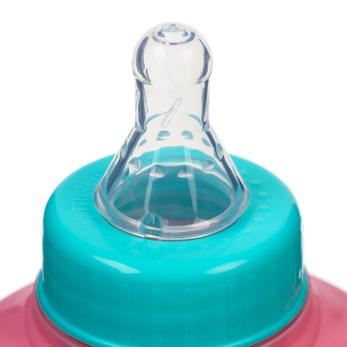 Бутылочка для кормления, классическое горло, 250 мл., от 0 мес., цилиндр, с ручками, цвет бирюзовый/розовый Бутылочка для кормления, классическое горло, 250 мл., от 0 мес., цилиндр, с ручками, цвет бирюзовый/розовый