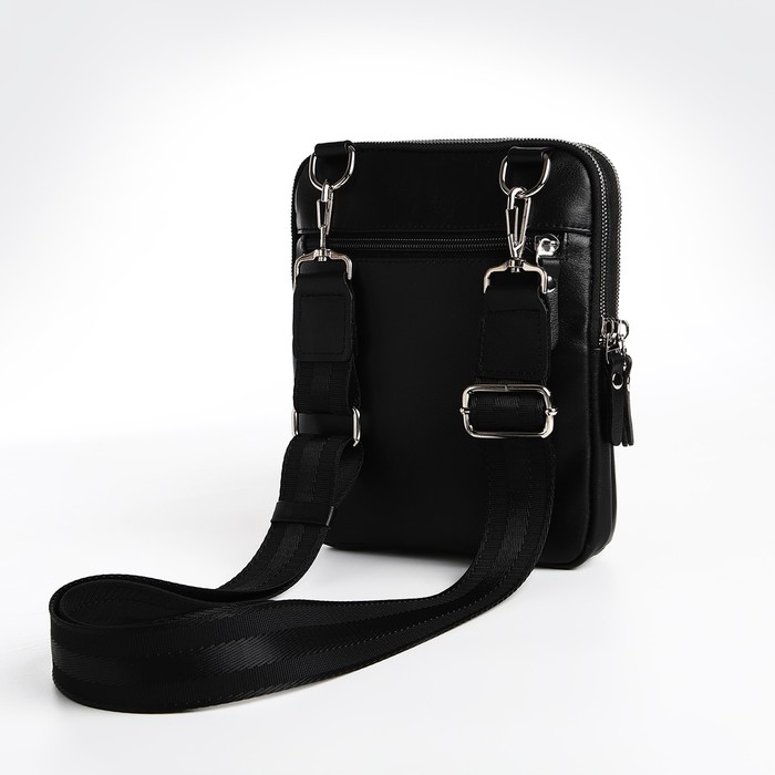 Сумка мужская TEXTURA, через плечо, натуральная кожа, цвет чёрный Сумка мужская TEXTURA, через плечо, натуральная кожа, цвет чёрный