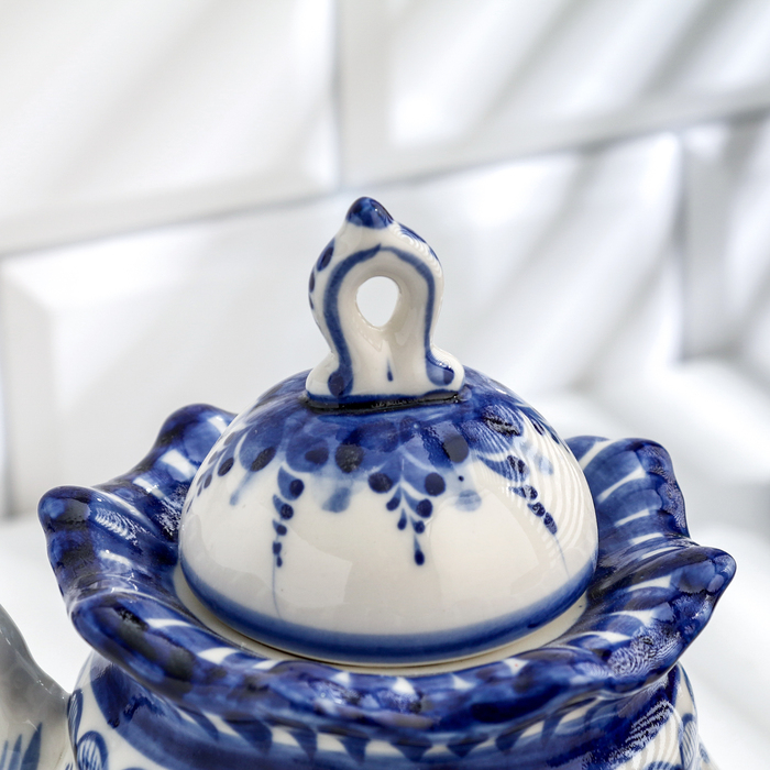 Чайник Чайник "Анемон", гжель, фарфор, 14х12 см