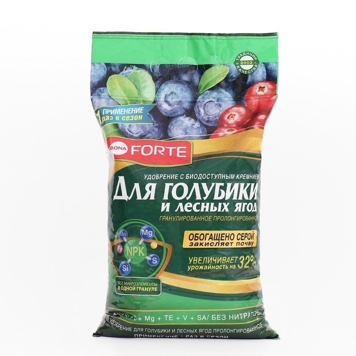 Удобрение для лесных ягод с биодоступным кремнием, Bona Forte, гранулы, пакет 2,5 кг Удобрение для лесных ягод с биодоступным кремнием, Bona Forte, гранулы, пакет 2,5 кг